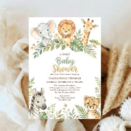 Invitación acuarela Safari de la selva gemela Animales Baby S