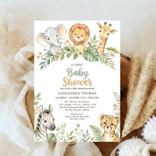 Invitación acuarela Safari de la selva gemela Animales Baby S
