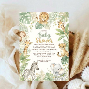 Invitación acuarela Safari de la selva gemela Animales Baby S