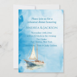 Invitación Acuarela Sailboat Foto Prueba de Código QR