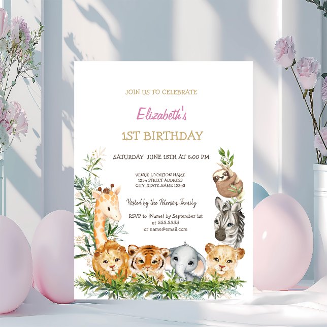 Invitación Acuarela Salvaje Uno Animales Jungla Tropical 1 (Subido por el creador)