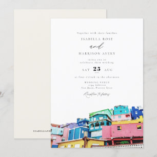 Invitación Acuarela San Juan Boda de Edificios de Puerto Rico
