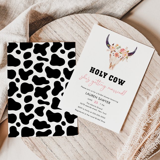 Invitación Acuarela Santa Vaca Occidental Vaquera Ducha Novia (Subido por el creador)
