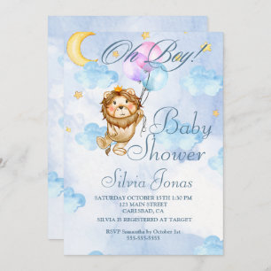 Invitación Acuarela Selva de león ducha de bebé niño