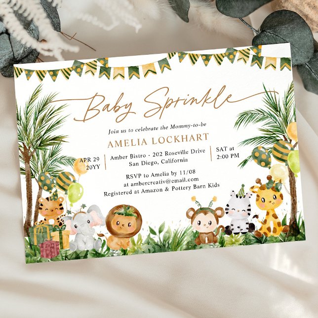 Invitación Acuarela Selva silvestre Safari Bebé Espolvorear (Subido por el creador)