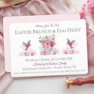 Invitación Acuarela Semana Santa Brunch Huevo Caza Rosa Invit