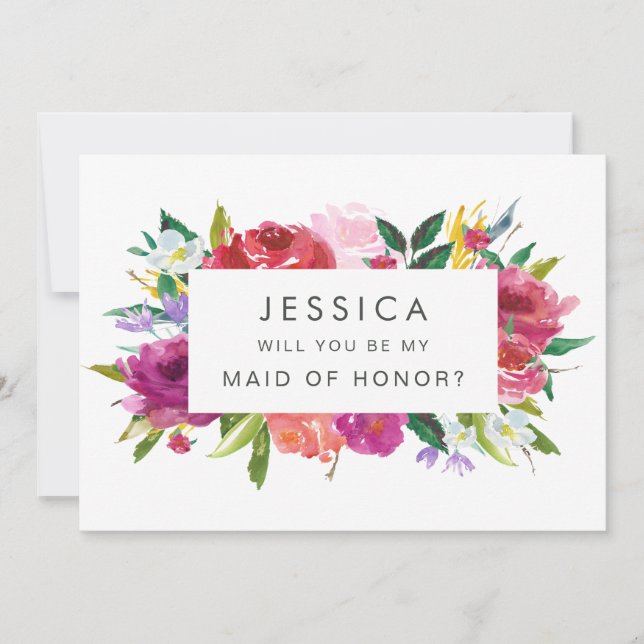 Invitación Acuarela Serás Mi Petición De La Mujer Novia (Anverso)