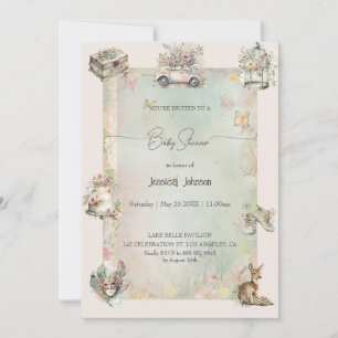 Invitación Acuarela Shabby Chic Baby Shower