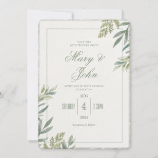 Invitación Acuarela Simple Faux Deckled-Edge Wedding Invite