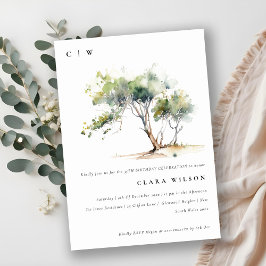 Invitación Acuarela Simple Mínima Árbol Botánico Cumpleaños