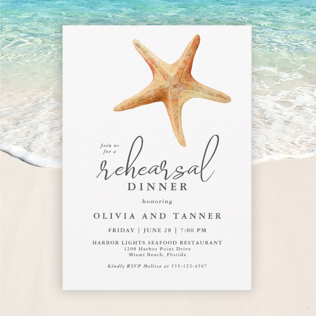 Invitación Acuarela Starfish Ensayo de la cena (Subido por el creador)
