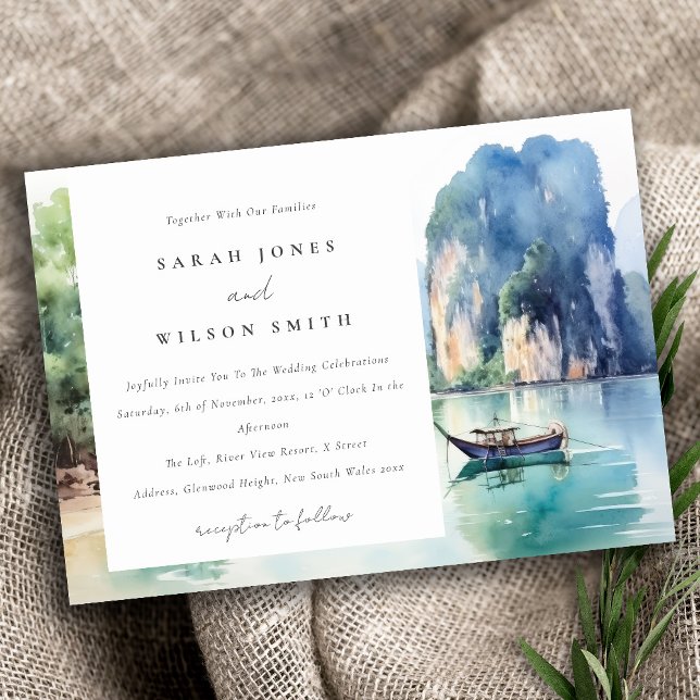 Invitación Acuarela suave Boda costero del paisaje marino de  (Subido por el creador)