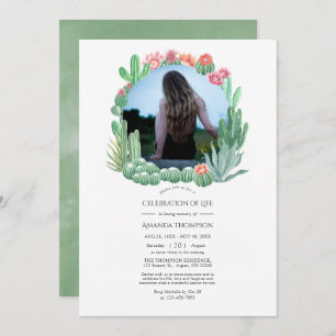 Invitación Acuarela suculenta celebración de la foto de la vi
