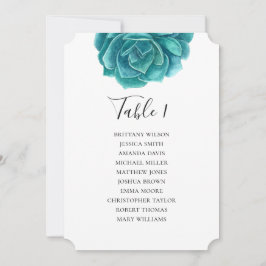 Invitación Acuarela suculenta. Gráfico de asientos de boda az