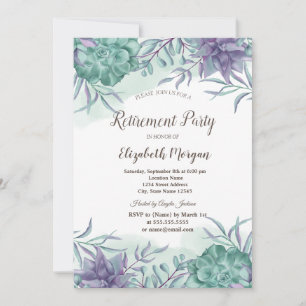 Invitación Acuarela Suculentas Desierto Jubilación