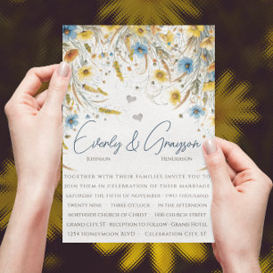 Invitación Acuarela Sunny Yellow Elegance Boda Floral