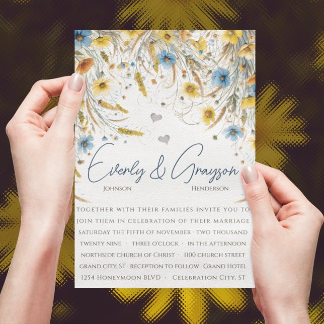 Invitación Acuarela Sunny Yellow Elegance Boda Floral (Subido por el creador)