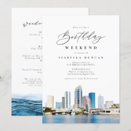 Invitación Acuarela Tampa Florida Skyline Birday