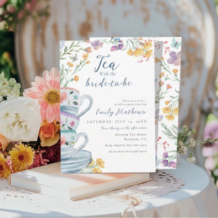 Invitación Acuarela Té con la Novia Flor Silvestre