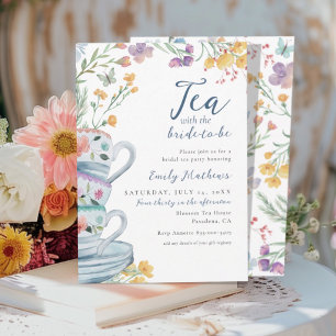 Invitación Acuarela Té con la Novia Flor Silvestre