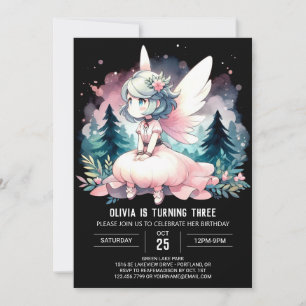 Invitación Acuarela Tema Fairy Birthday