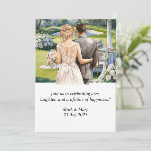 Invitación acuarela temática Boda de golf