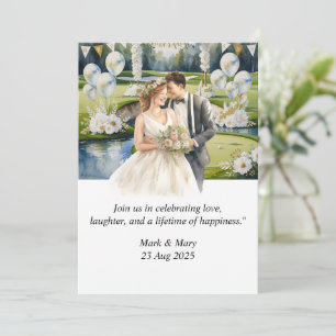 Invitación acuarela temática Boda de golf