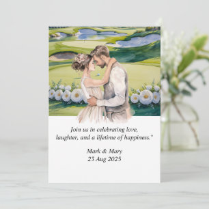 Invitación acuarela temática Boda de golf