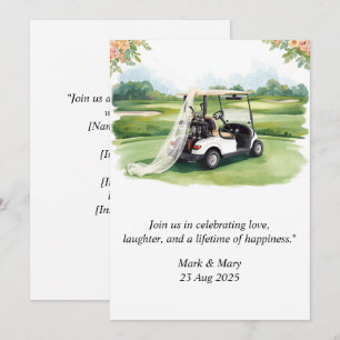 Invitación Acuarela temática de boda de golf