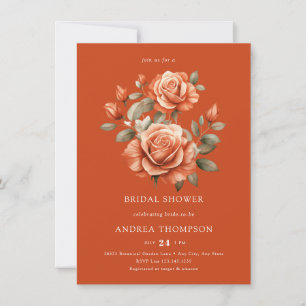 Invitación Acuarela Terracota Desayuno Nupcial Floral