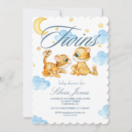 Invitación Acuarela Tigre jungla gemelos animales de bebé duc