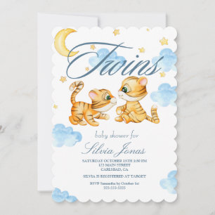 Invitación Acuarela Tigre jungla gemelos animales de bebé duc