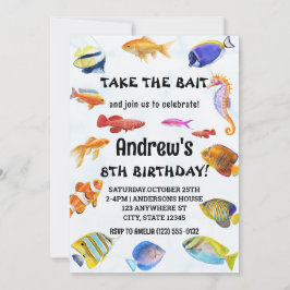 Invitación Acuarela Toma El Cumpleaños De La Pesca De Cerdo