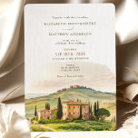 Invitación Acuarela toscana Italia Boda de destino<br><div class="desc">Invitación a la boda toscana, bellamente pintada en acuarelas. Esta impresionante invitación cuenta con un paisaje típico de la Toscana con colinas onduladas, cipreses y una villa encantadora. Nuestra invitación es personalizable, por lo que puede editar el texto fácilmente para que se ajuste a los detalles de su boda. Elija...</div>