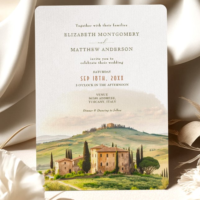 Invitación Acuarela toscana Italia Boda de destino (Subido por el creador)