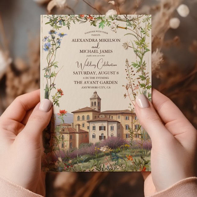 Invitación Acuarela toscana Italia Boda de destino (Subido por el creador)