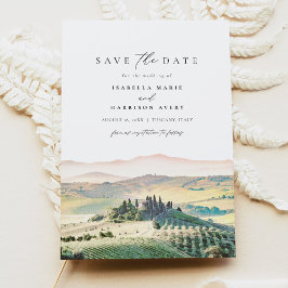 Invitación Acuarela Toscana Italia Skyline Save the Date