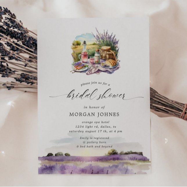 Invitación Acuarela Toscana Lavanda Bridal Ducha Invitada (Subido por el creador)