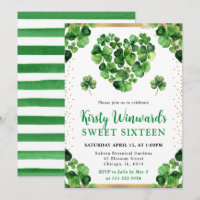 Acuarela Tréboles de Cuatro Hojas Dulces 16 de San