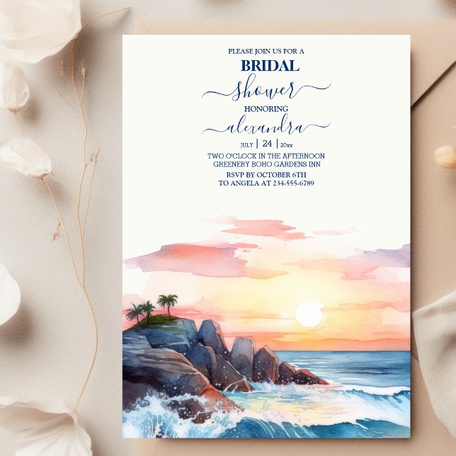 Invitación Acuarela Tropical Beach Bridal Shower (Subido por el creador)