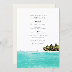 Invitación Acuarela Tropical Beach Jamaica Boda