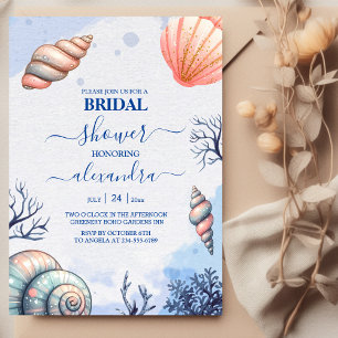 Invitación Acuarela Tropical Beach Seasheles Bridal Shower