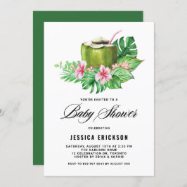 Invitación Acuarela tropical Coconut Verano Ducha de Novias