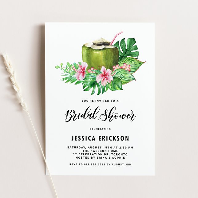 Invitación Acuarela tropical Coconut Verano Ducha de Novias (Subido por el creador)