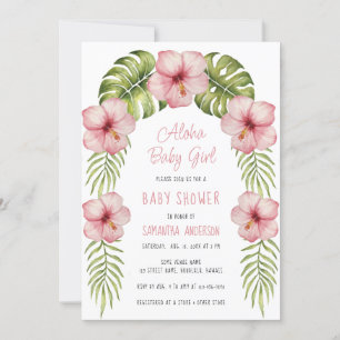 Invitación Acuarela tropical floral Aloha Baby Shower