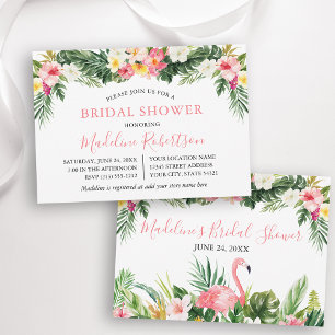 Invitación Acuarela Tropical Floral Bridal Ducha Flamingo