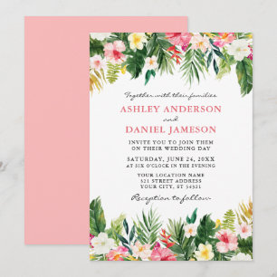 Invitación Acuarela Tropical Floral Greeneration Boda Pk