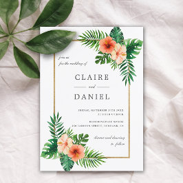 Invitación Acuarela Tropical Floral Moderno Boda