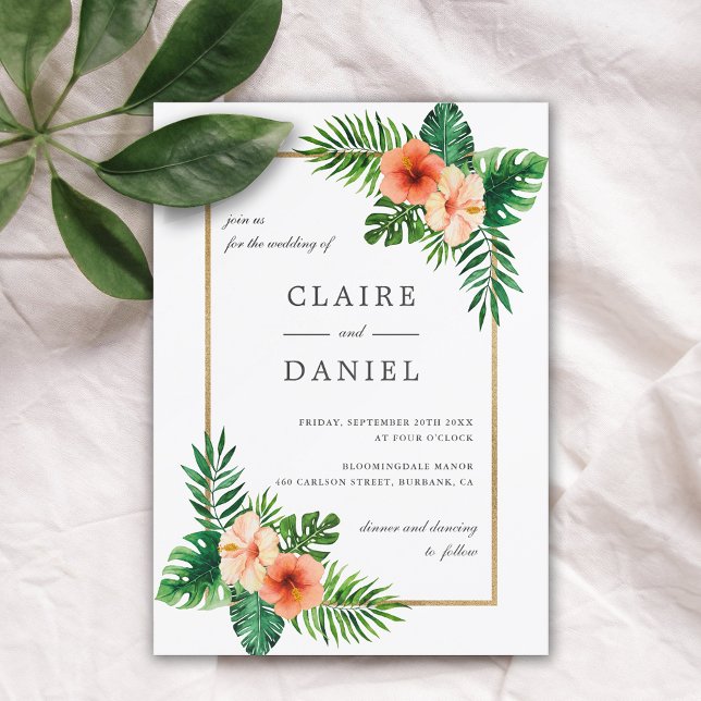 Invitación Acuarela Tropical Floral Moderno Boda (Subido por el creador)