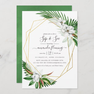 Invitación Acuarela Tropical Floral Sip y Ver